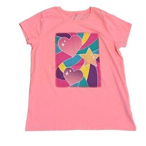 The Children’s Place Pink Heart Star Short Sleeve Graphic Tee Size XL 14